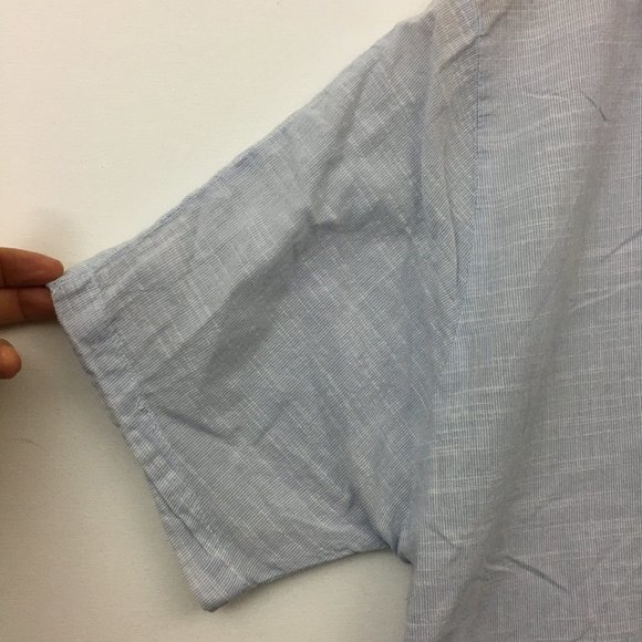 Zara Womens Size S Button Up Shirt Short Sleeve Light Blue Cotton Blend - Picture 3 of 12